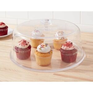 Room Essential 12" Clear Cake Plate with Dome Lid BPA Free Plastic Dessert Stand